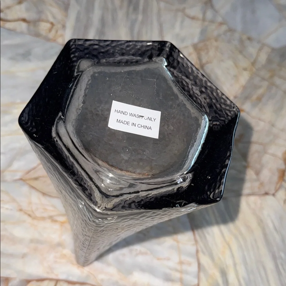 Textured Glass Vase with‎ Gold Rim